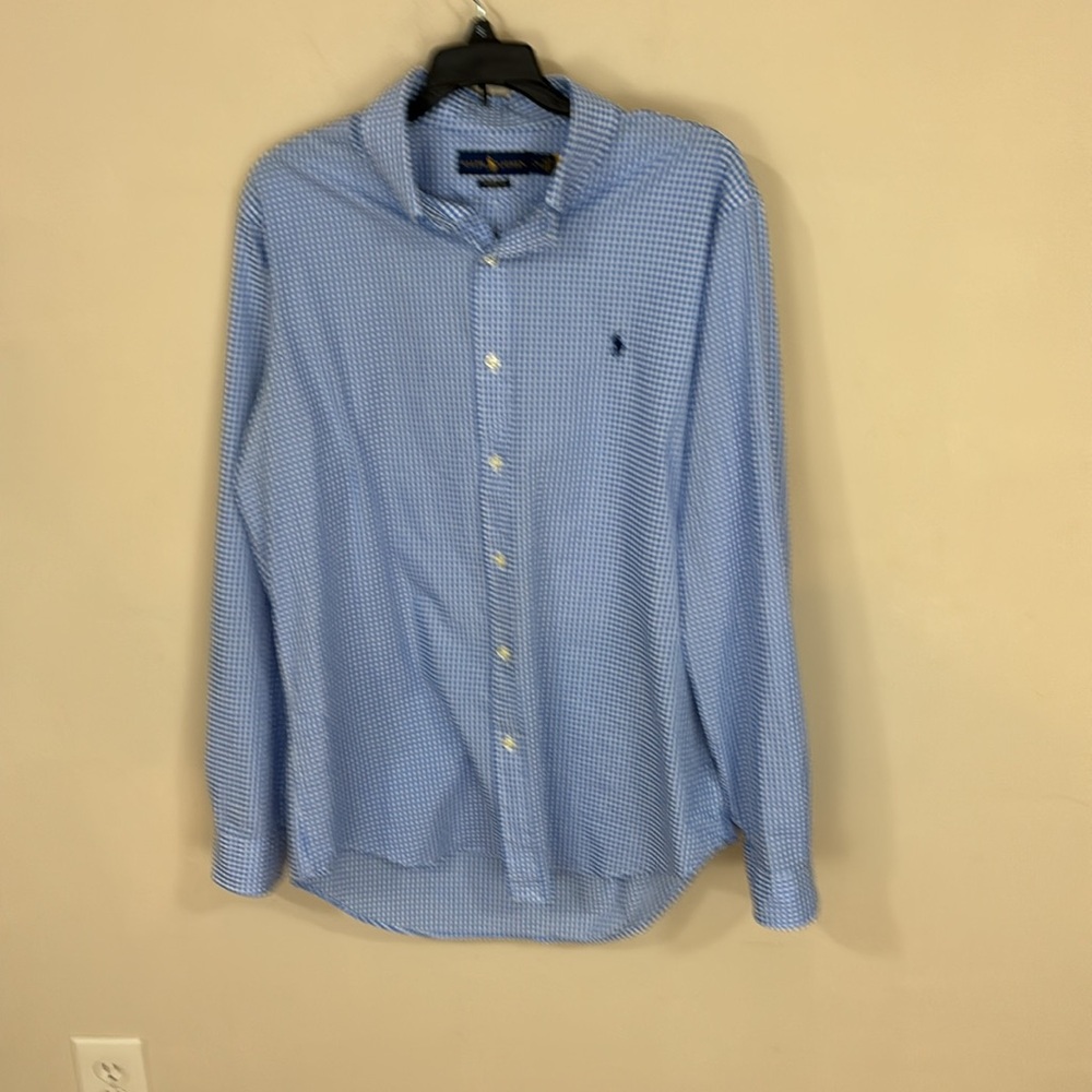 Ralph Lauren Blue Label Gingham Long Sleeve Classic Fit Shirt Lg 16.5